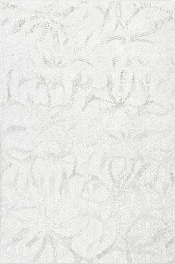 Zsinóros Szőnyeg Outdoor Szürke Bézs Virágos Krém Erkélyre Haga 200x290 cm