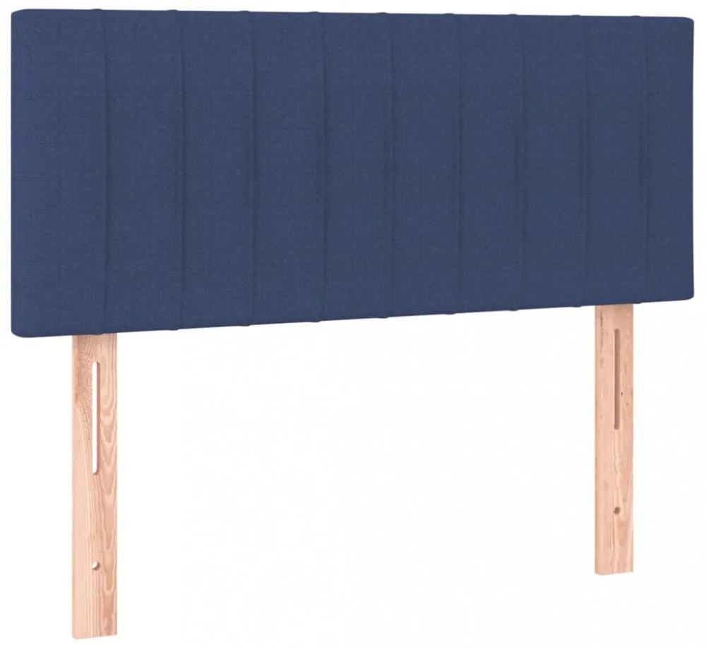 kék szövet rugós és LED-es ágy matraccal 80 x 200 cm