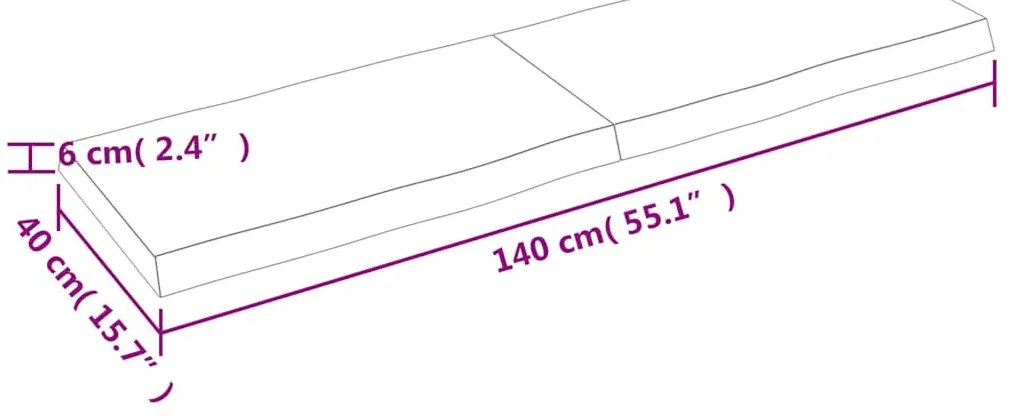 kezeletlen tömör fa asztallap 140x40x(2-6) cm