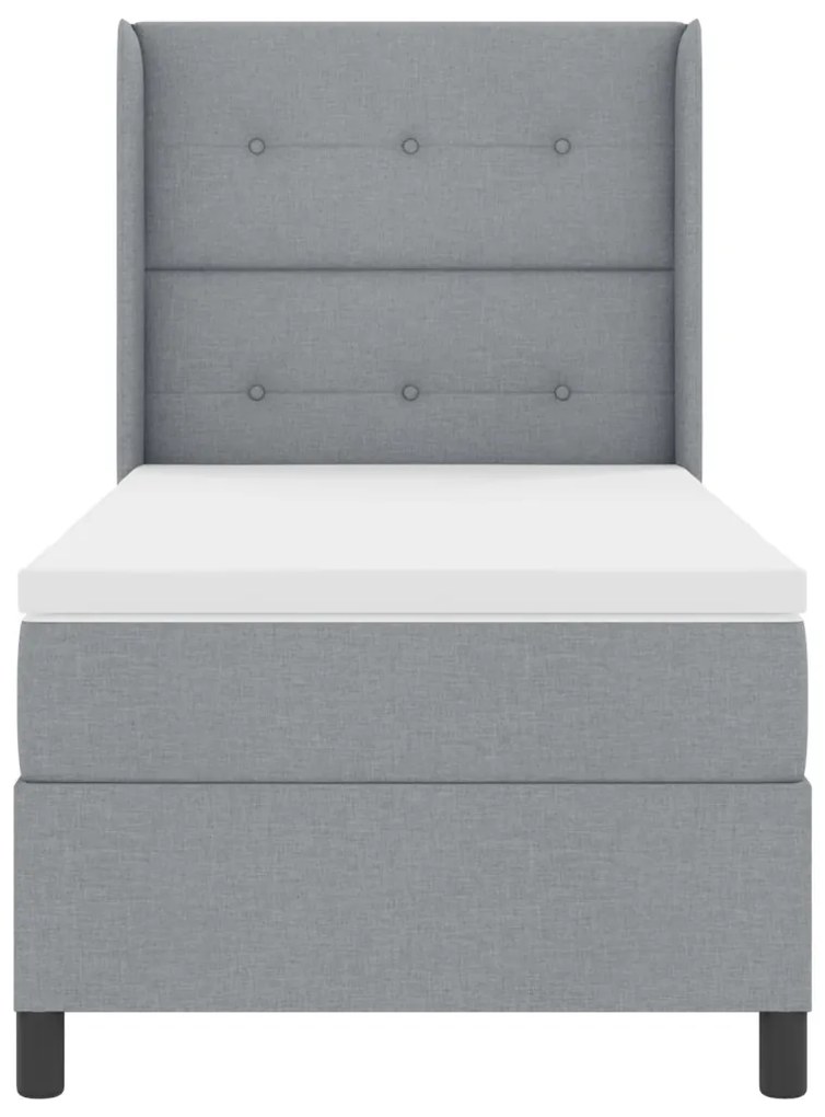 Boxspring Ágy Matrac Nélkül, Világosszürke, 90x190 cm, Szövet