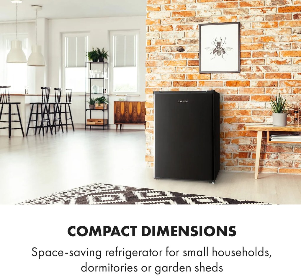 Klarstein Delaware, hűtőszekrény, 75 liter, 4 liter fagyasztó, E energiahatékonysági osztály, kompresszió hűtés