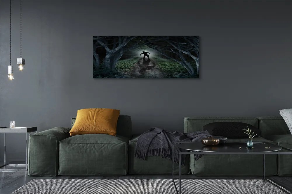 Canvas képek Sötét erdő fa forma 125x50 cm