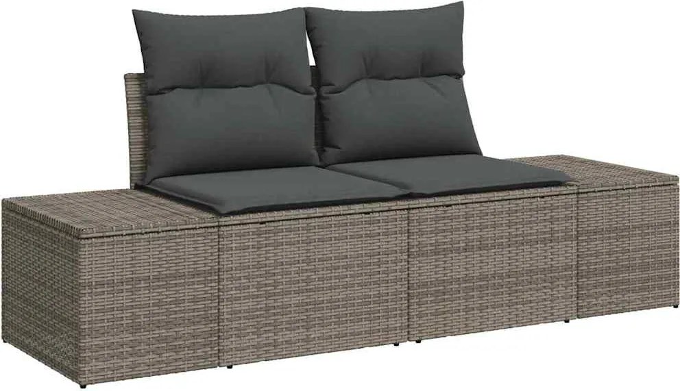 vidaXL Kerti kanapé párnával Szürke 184 x 62 x 69 cm polirattan