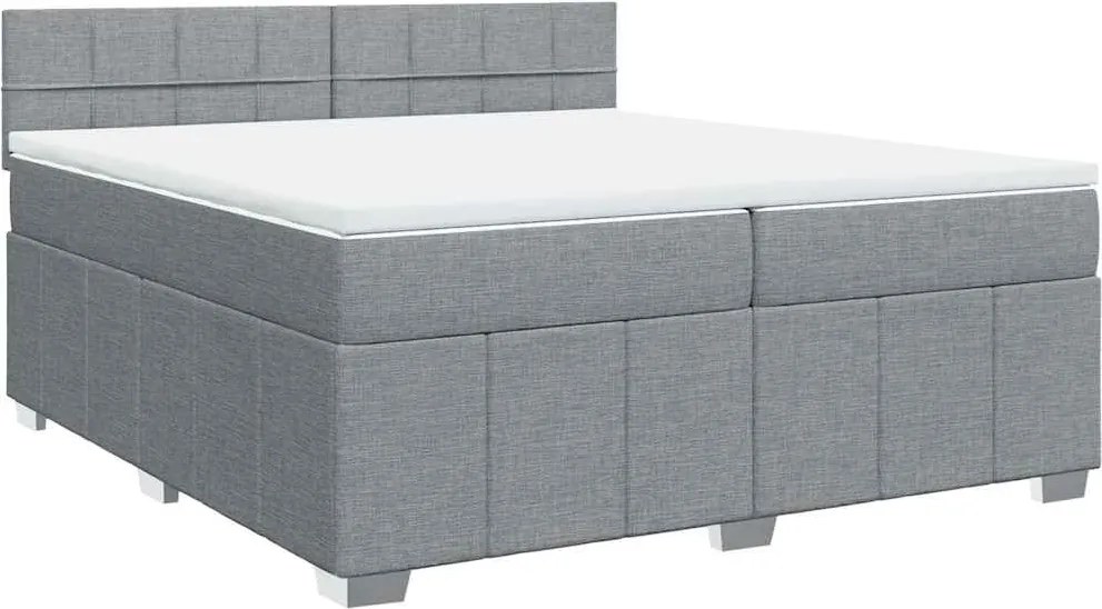 vidaXL világosszürke szövet rugós ágy matraccal 200 x 200 cm