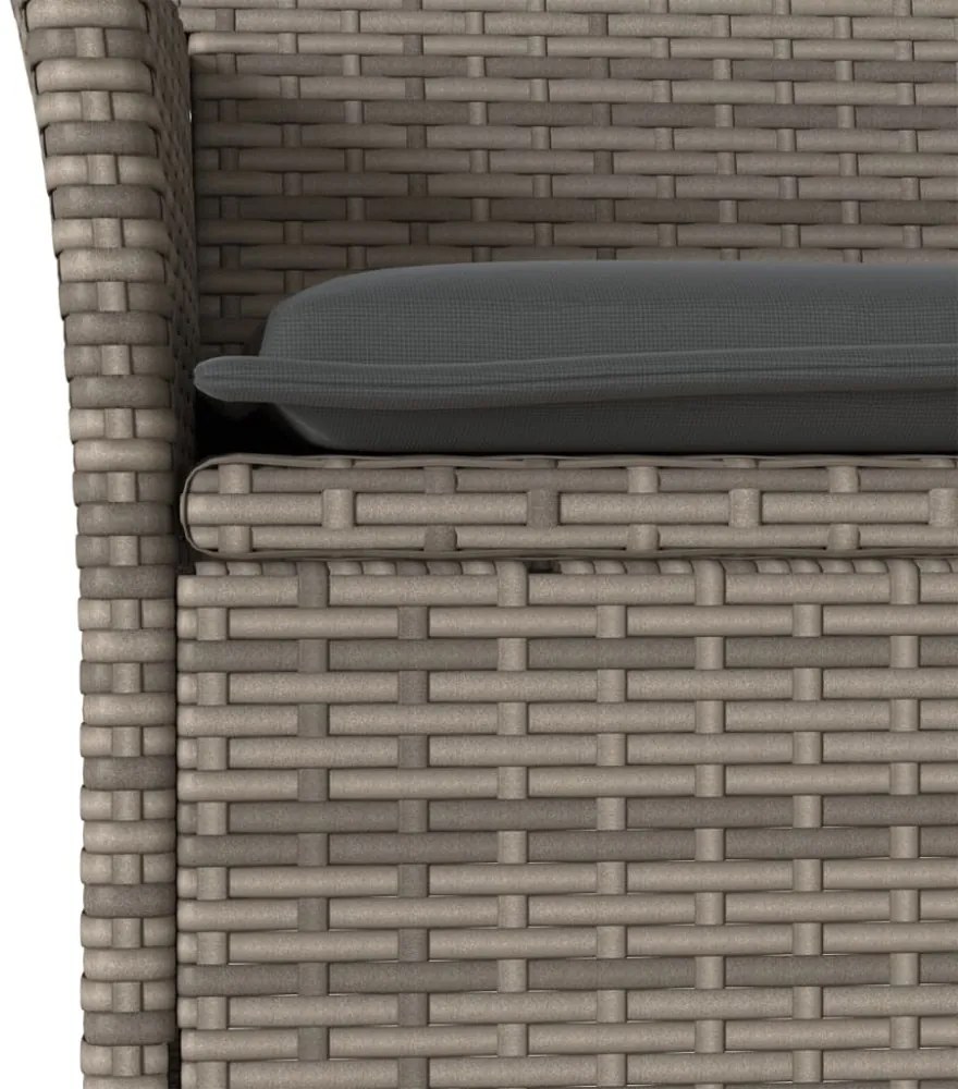 3 részes szürke polyrattan/üveg bisztrógarnitúra párnákkal