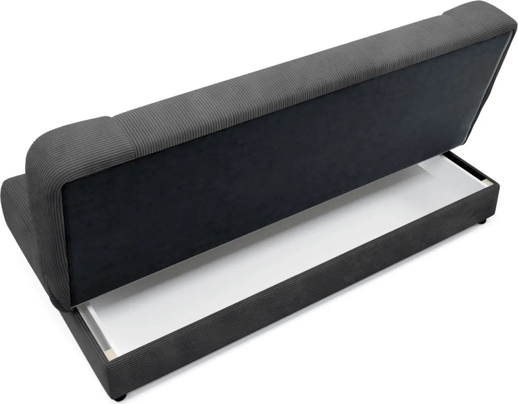 Ágyazható kanapé sötétszürke színben, kordbársony kárpittal PIANO