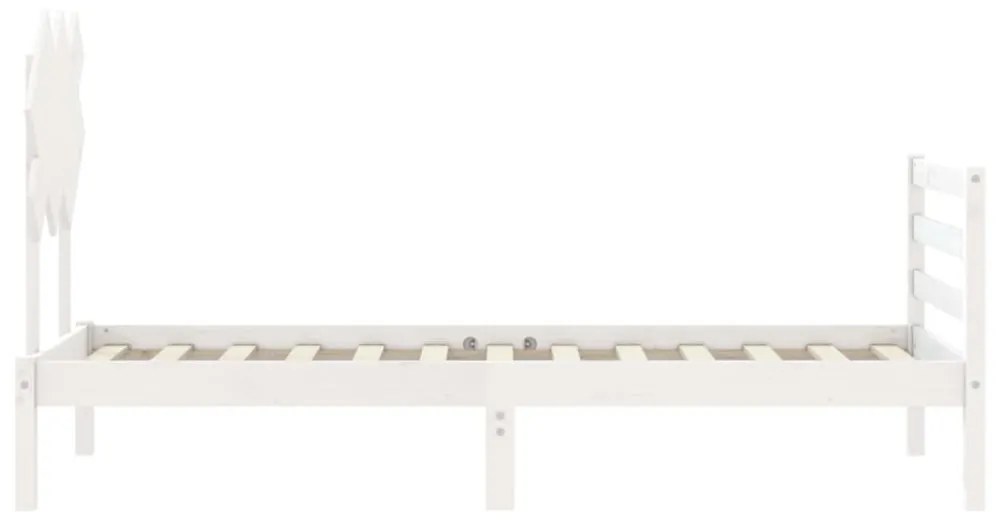 fehér tömör fa ágykeret fejtámlával 90 x 200 cm
