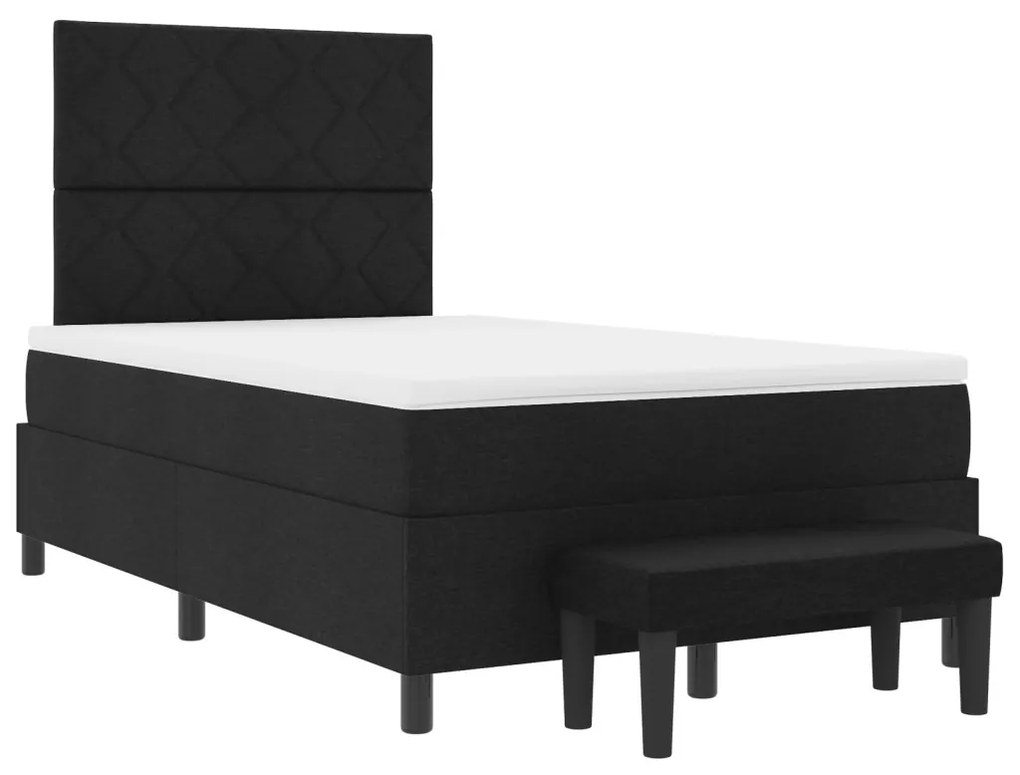 Box Spring Ágy Matraccal és Pad Fekete 120x190 cm Szövet