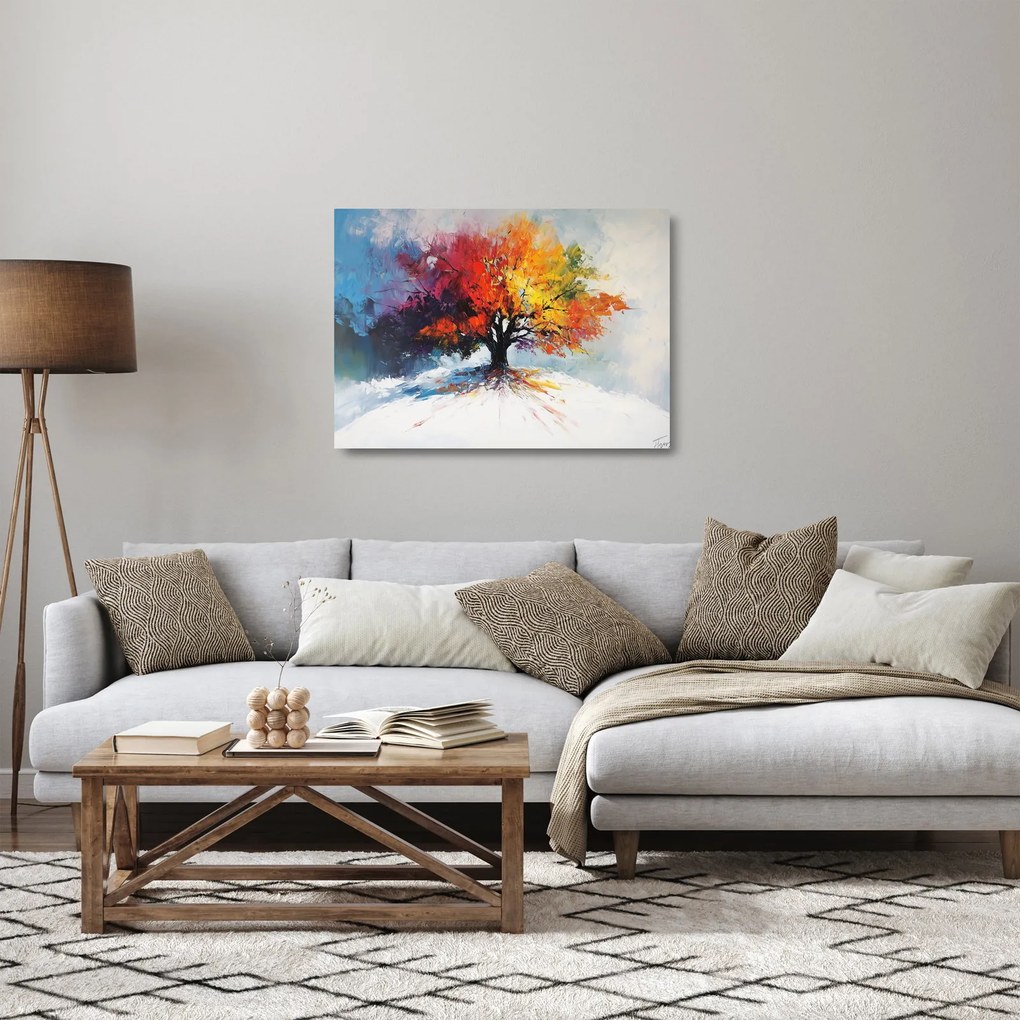 Üveg kép - Színes fa (70x50 cm)
