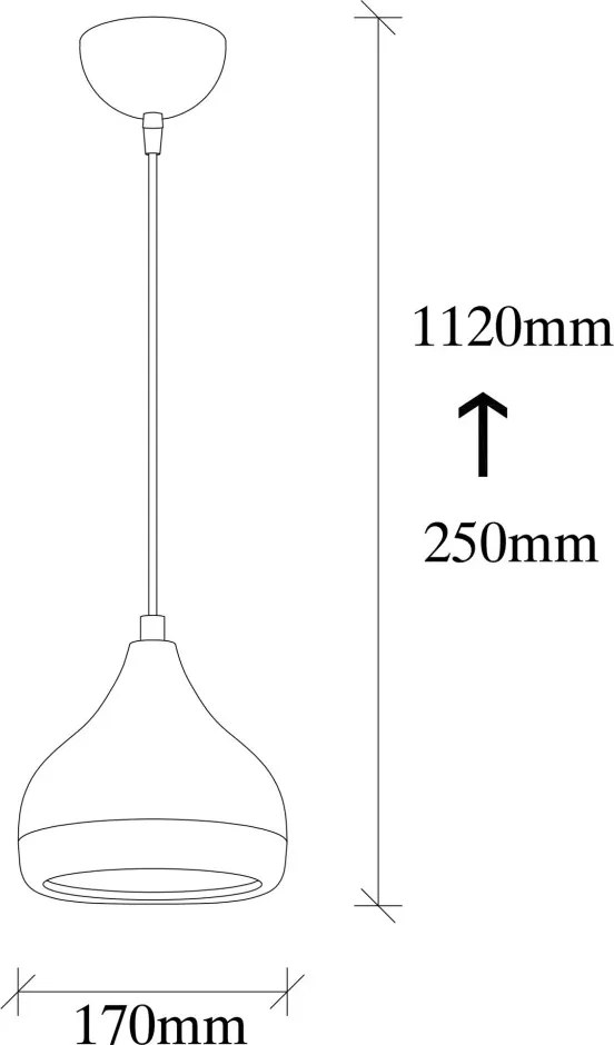 Yıldo 6866 fekete-réz vas függőlámpa, Ø17 cm