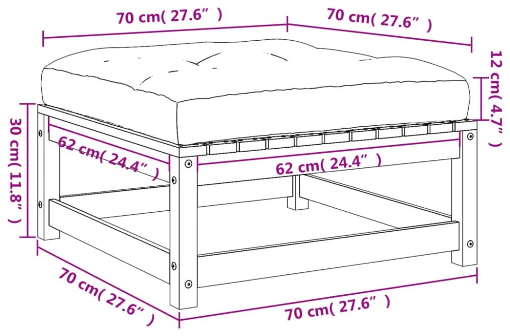2 db impregnált fenyőfa kerti lábzsámoly párnával