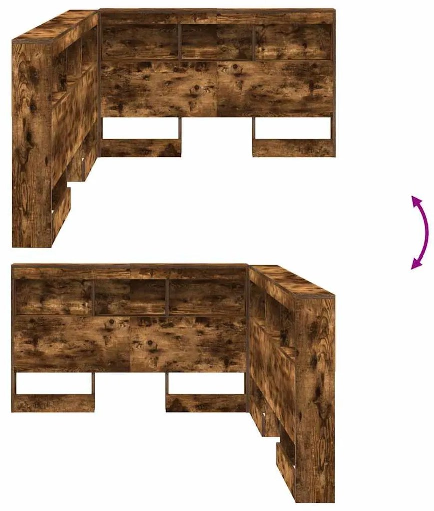 Tároló fejtámla polcokkal Füstölt tölgy 120 cm Faanyag