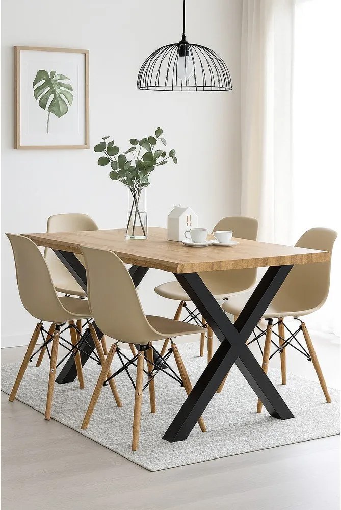 Étkezőasztal tölgyfa dekorral 90x160 cm Kora – Bonami Essentials