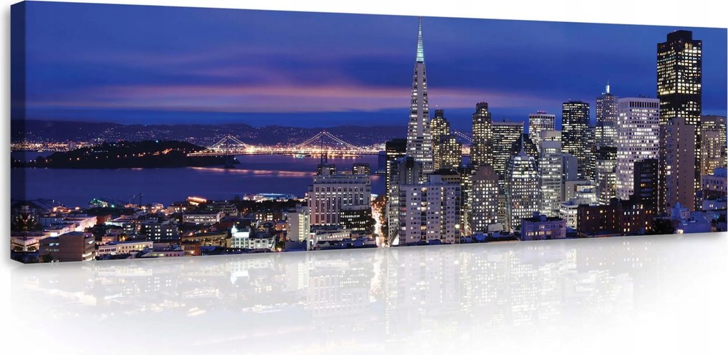 Vászonkép 145x45 Éjszakai város városkép San Francisco fényhíd