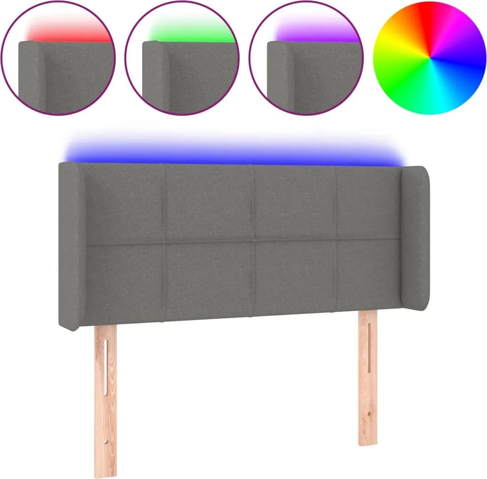 vidaXL sötétszürke szövet LED-es fejtámla 83 x 16 x 78/88 cm