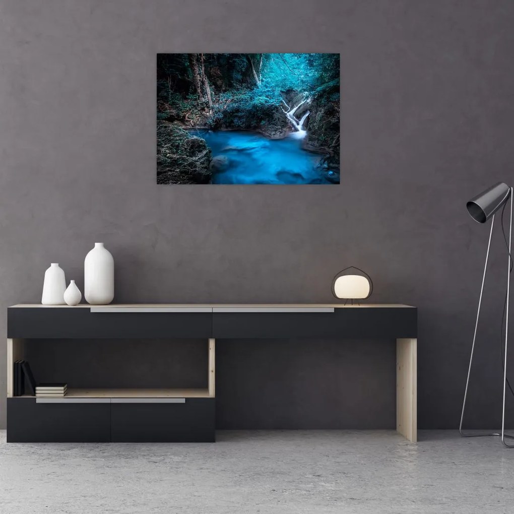 Kép - Varázslatos éjszaka egy trópusi erdőben (üvegen) (70x50 cm)