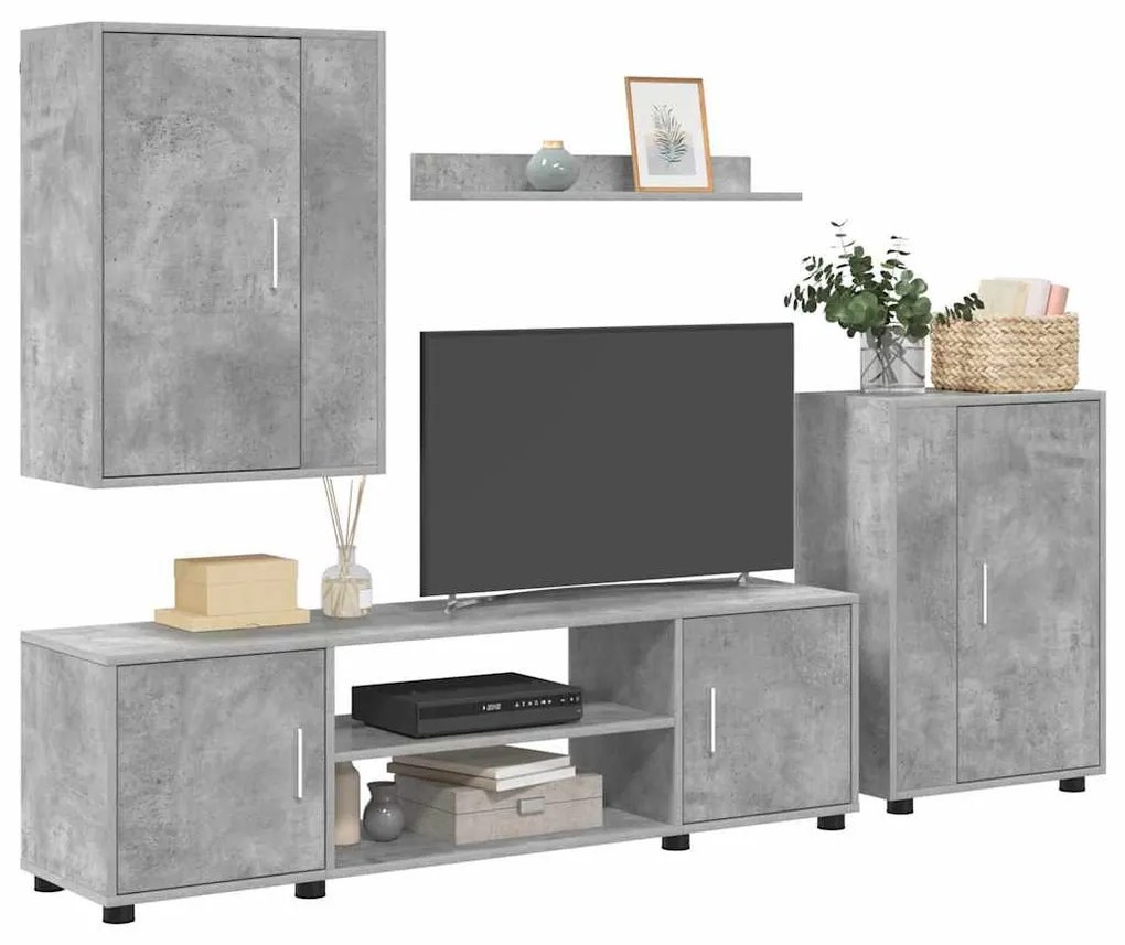 4 részes TV szekrény szett 4 pcs Beton szürke Faanyag