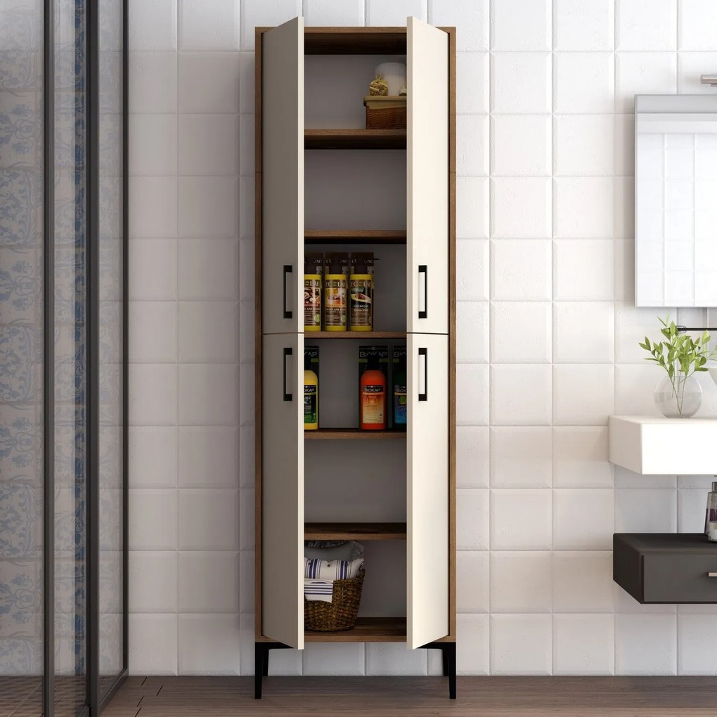 Tároló szekrény Berlin A - Walnut, Cream