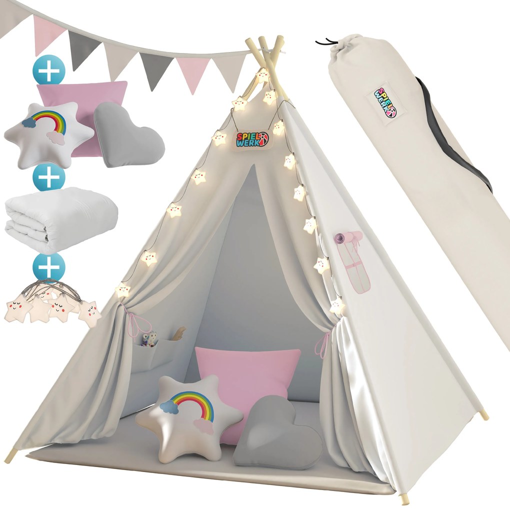 Deuba Gyerek sátor Teepee 160x130x130 cm - rózsaszín