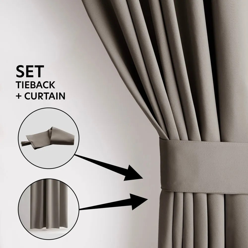 Szürkésbarna sötétítő termo függöny 140x245 cm Pleat – Restilo