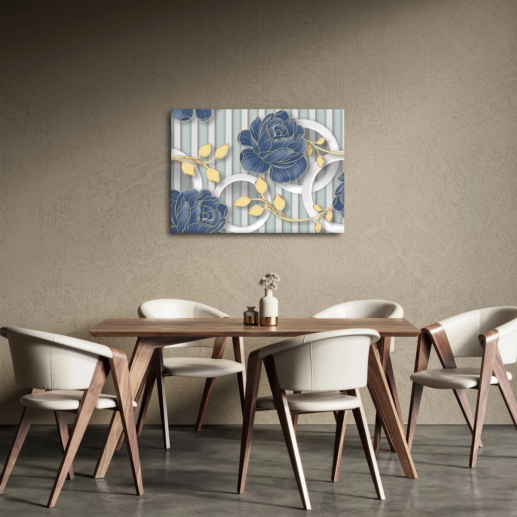 Kép - Rózsák és körök (70x50 cm)