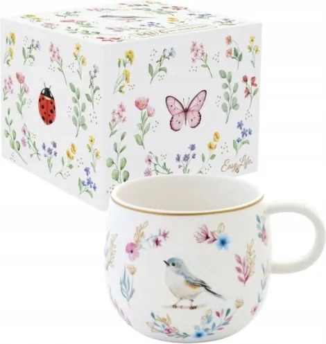 Porcelán Bögre "hordó" Fantázia kert Madárka