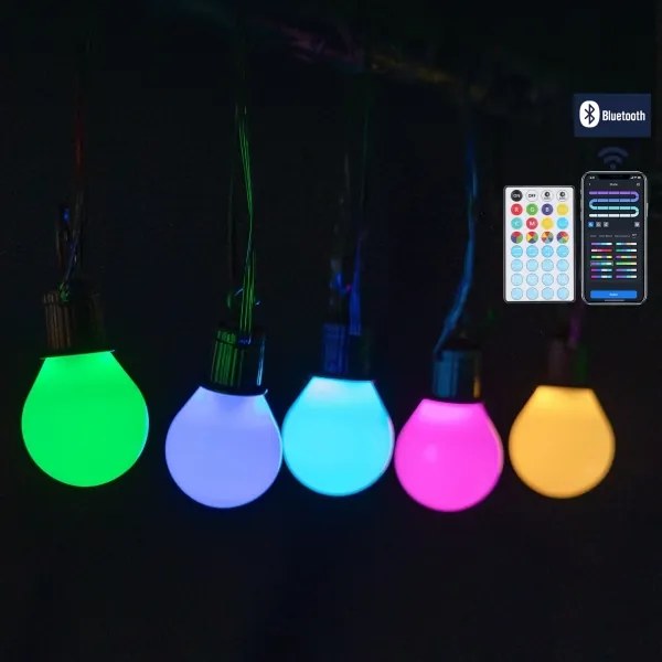 Aigostar - LED RGBICW okos kültéri MESH fényfüzér 25× LED, 5 m, IP44 + távirányító