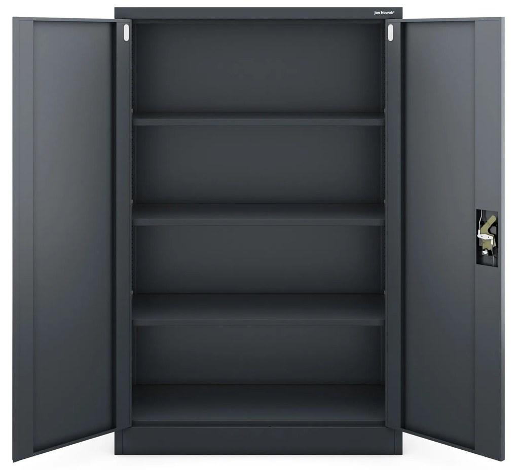 KEVIN irodai irattároló fémszekrény, 900 x 1400 x 400 mm, antracit