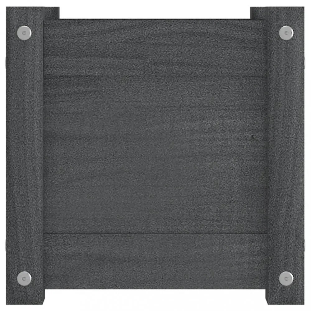 2 db szürke tömör fenyőfa kerti virágtartó 31 x 31 x 31 cm