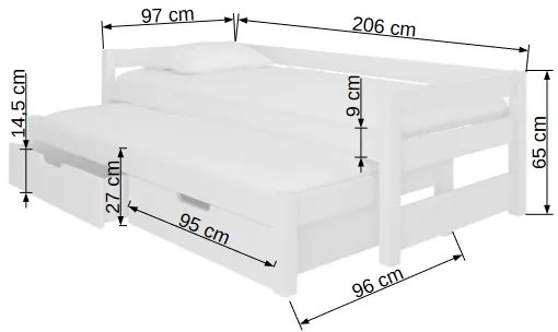 Széthúzható gyerekágy 200x90 cm. Akció -16%. 1052110