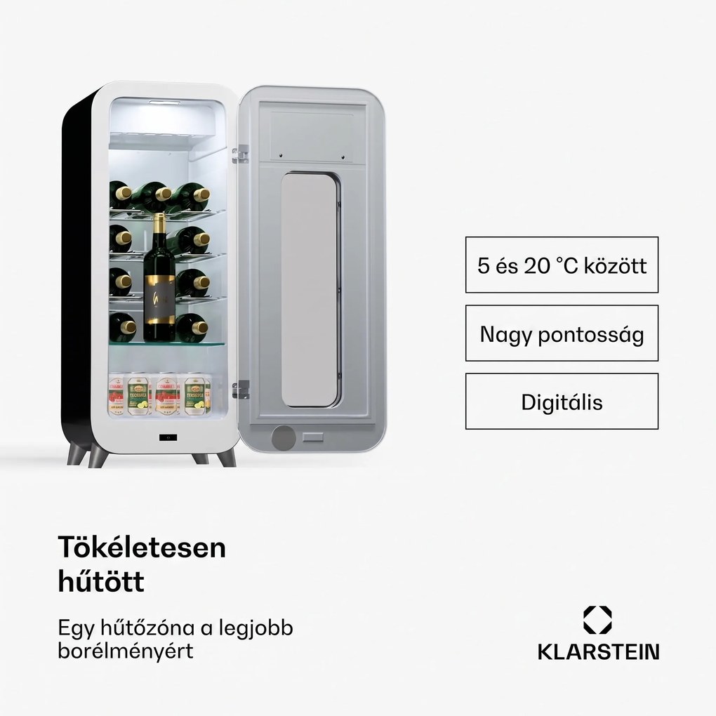 Klarstein Shirley 15 Uno. borhűtő, 15 palack, 5 - 20 °C, érintésvezérlés, retró
