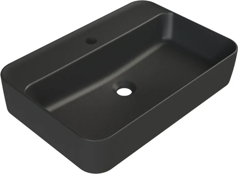 CeraStyle HERA - PULTRA ültethető - Top Counter - porcelán mosdó - MATT FEKETE - 60 x 42 cm