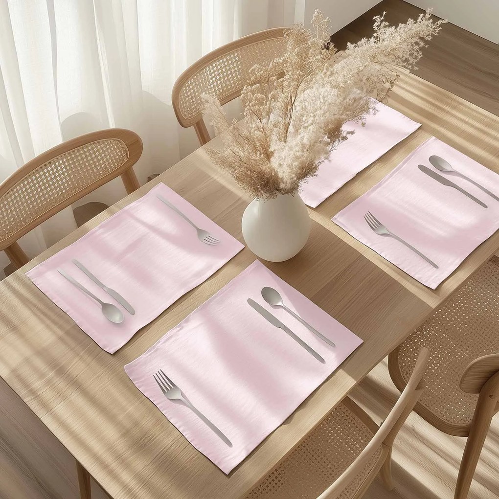 Goldea lenvászon keverék reggeliző alátét - púderrózsaszín - 2db 30 x 40 cm