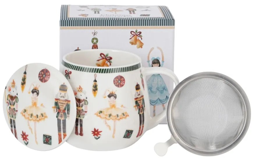 Karácsonyi diótörő Porcelán szűrős bögre 400 ml díszdobozban Christmas Nutcracker