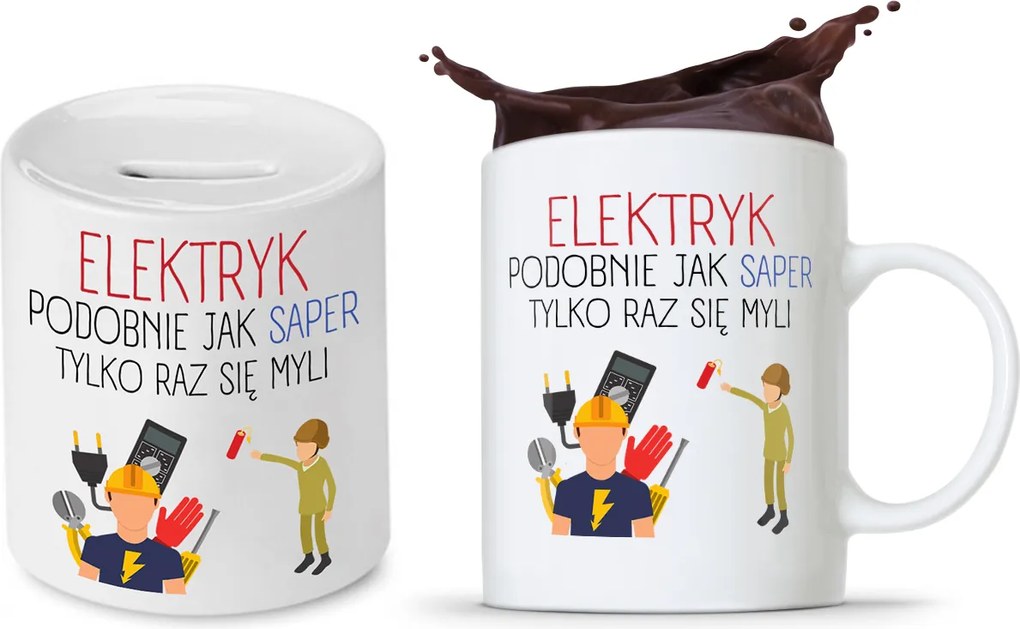 Villanyszerelő Készlet Ajándék Bögre Persely fényképes nyomtatással