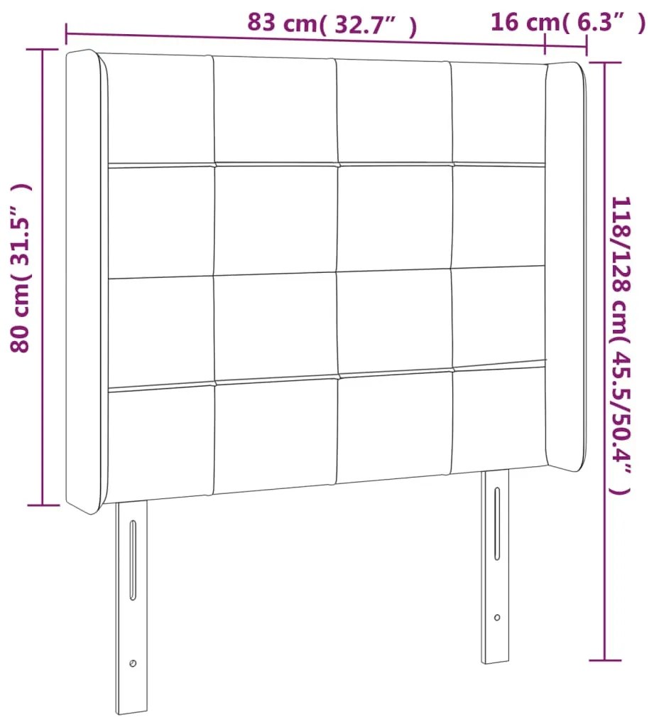 tópszínű szövet LED-es fejtámla 83x16x118/128 cm