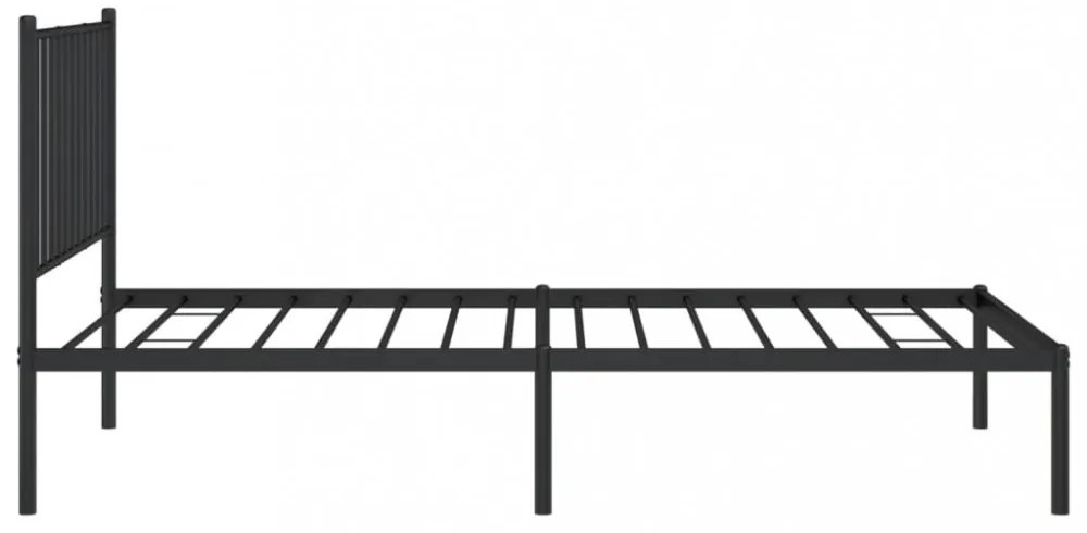 fekete fém ágykeret fejtámlával 90 x 190 cm