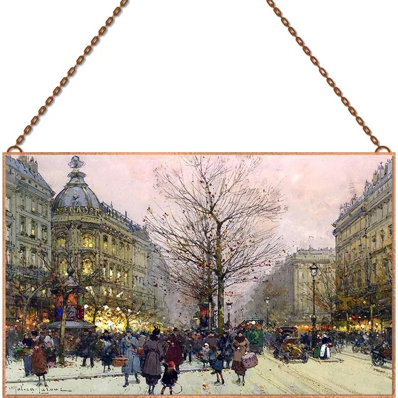 Eugène Galien-Laloue - Les Grands Boulevards Paris üvegkép, falikép