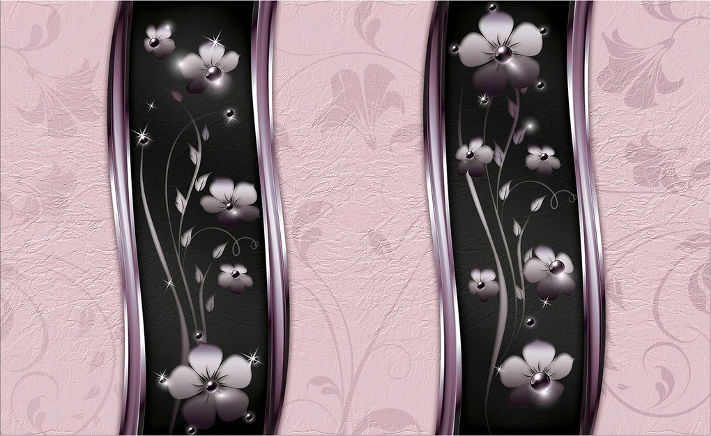 Fotótapéta Absztrakt Rózsaszín-fekete vinil fém 254x184 +ragasztó