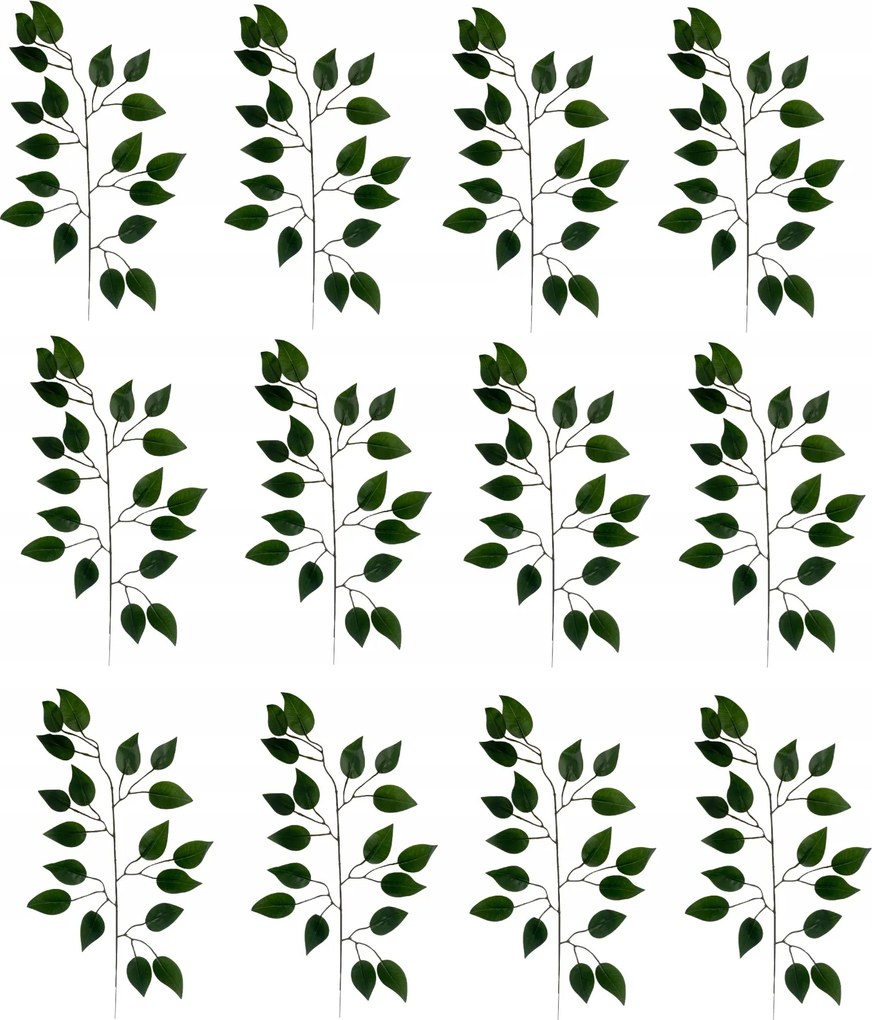 12x Műlevél Benjámin Fikusz Váll Ág zöld Mesterséges levelek