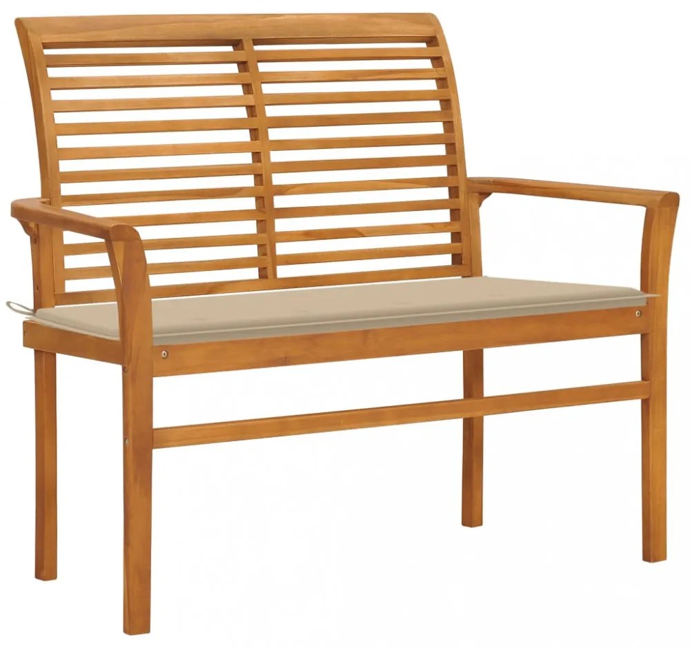 tömör tíkfa kerti pad bézs párnával 112 cm