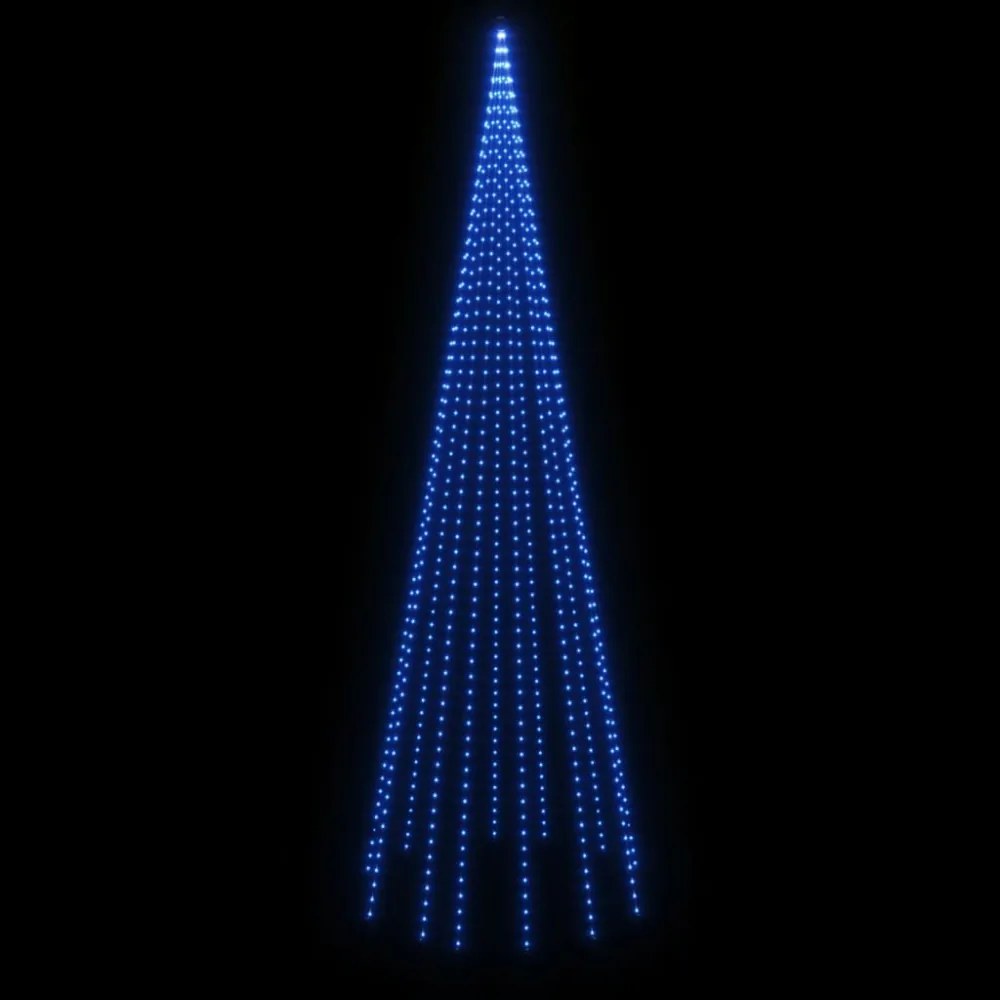 karácsonyfa zászlórúdon 732 kék LED-del 500 cm