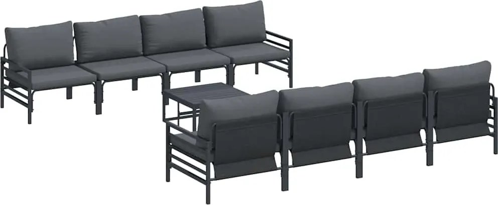 vidaXL Kerti Kanapé Szett párnával 9 pcs Fekete Acél