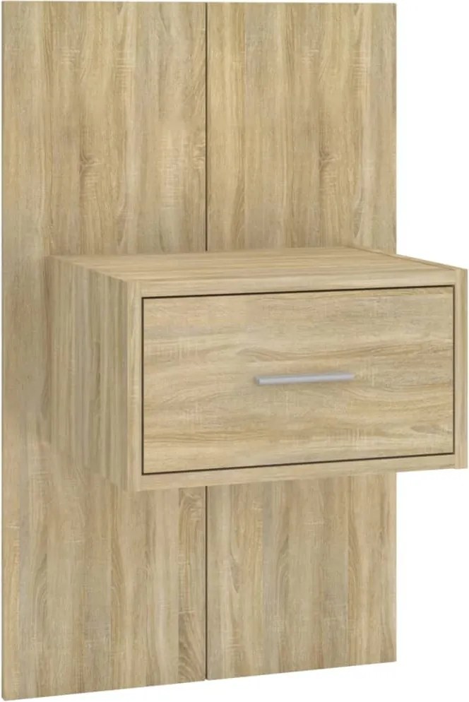 sonoma tölgyszínű szerelt fa ágyfejtámla szekrényekkel