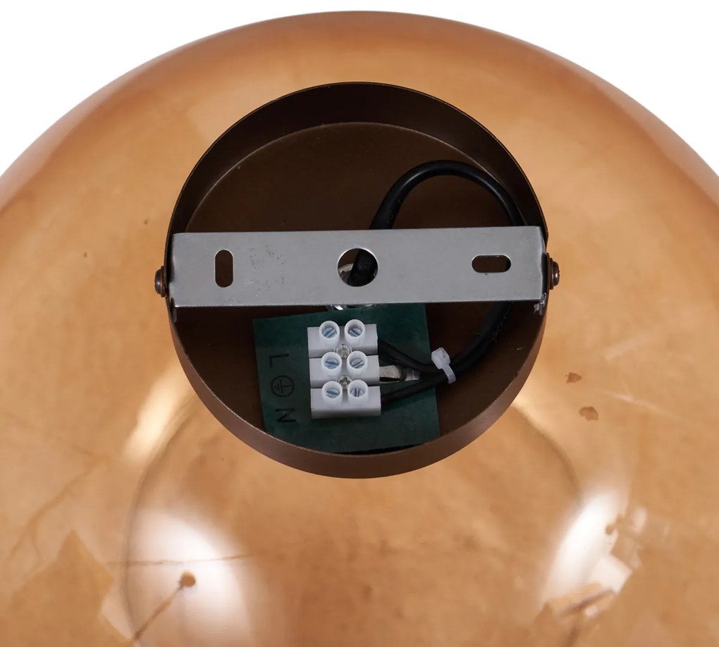 Art Deco mennyezeti lámpa sötét bronz barna üveggel - Sandra