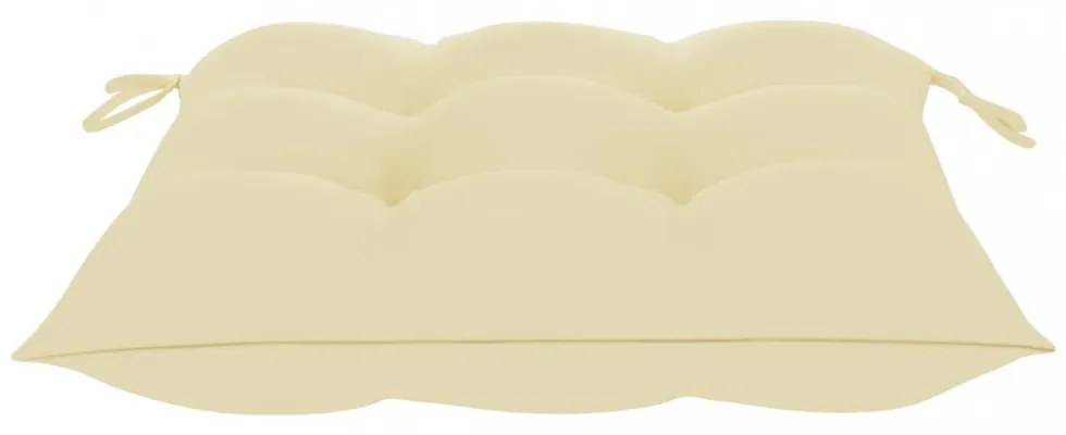 2 db tömör tíkfa kerti szék krémfehér párnával