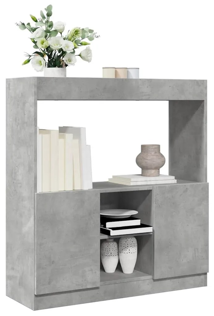 betonszürke szerelt fa magasszekrény 92 x 33 x 100 cm