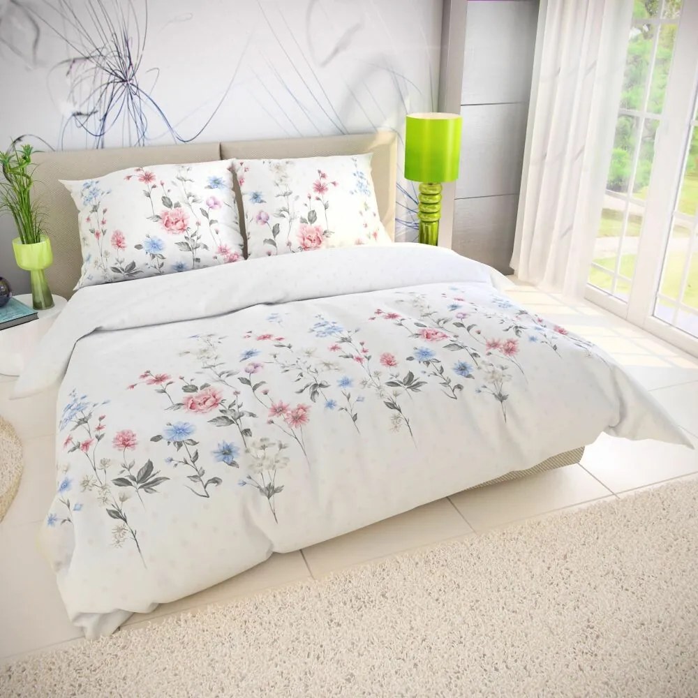 Kvalitex Pamut ágynemő Delux Louka rózsaszín, 240 x 220 cm, 2 db 70 x 90 cm