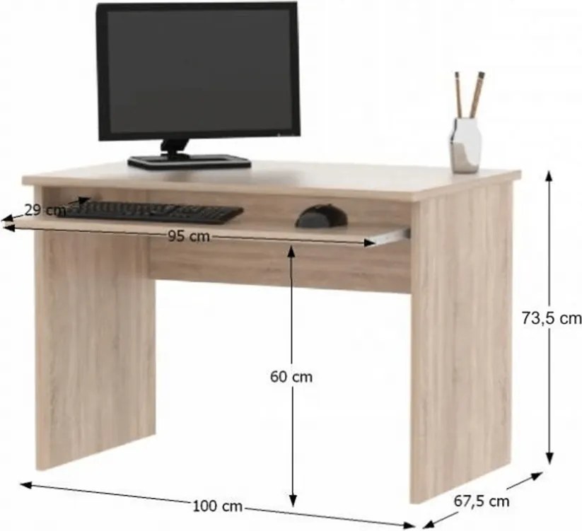 Irodai összeállítás, sonoma tölgyfa/fehér, JOHAN 2 NEW