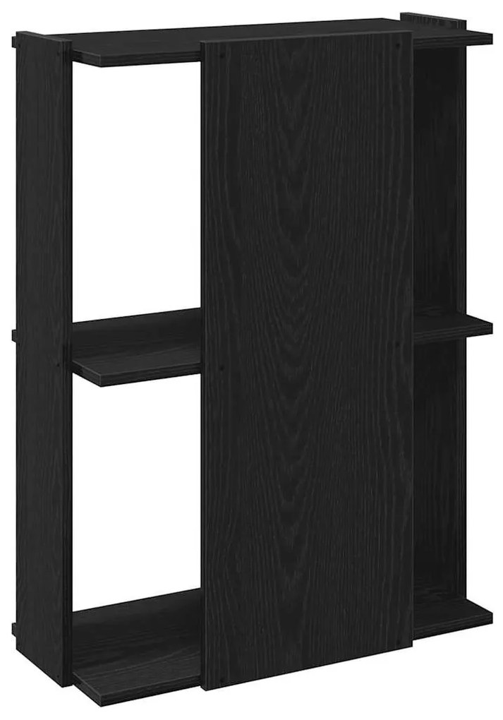 3 szintes fekete szerelt fa könyvespolc 60x30x80 cm